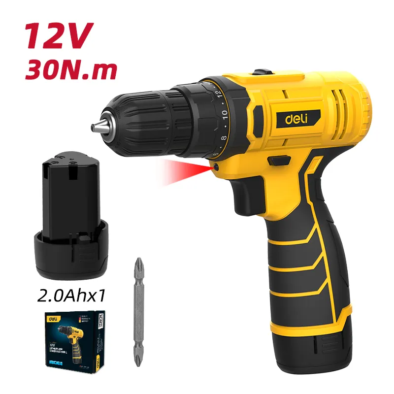 Deli EDL-DZ12-4A2 Литий-ионный аккумуляторный дрель 12V 30N.m 15 Yellow