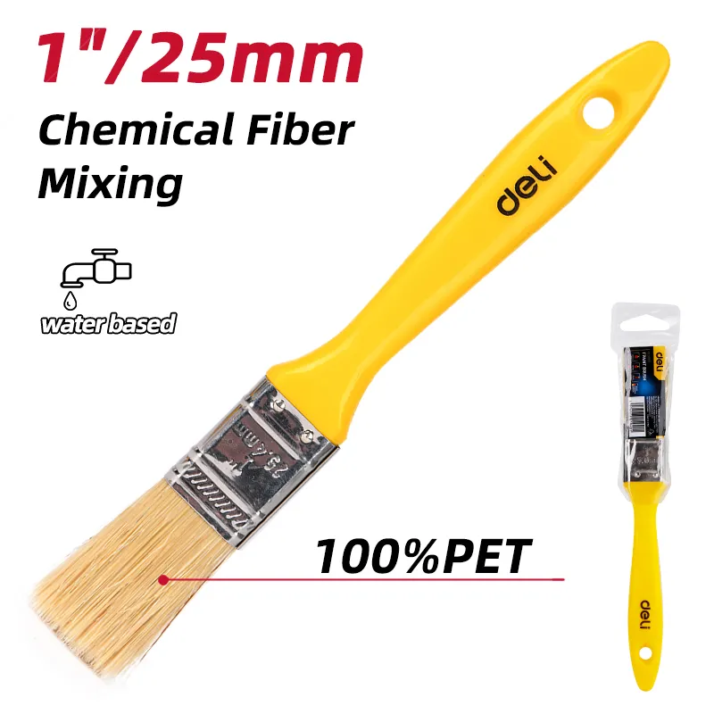 Deli EDL509111 Кисть для краски с пластиковой ручкой размер 1" желтая