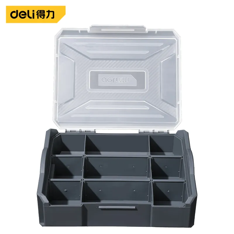 Deli DL1001-1 Ящик для деталей 9 ячеек Серый