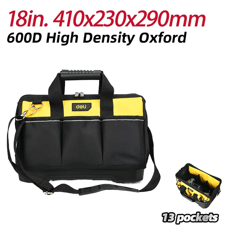 Deli EDL586120 Сумка для инструментов 18in. с пластиковым дном 18in. Черный+Желтый