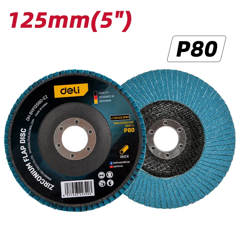 Deli EDH-BYP12580-E2 Циркониевый лепестковый диск 125mm P80 Blue