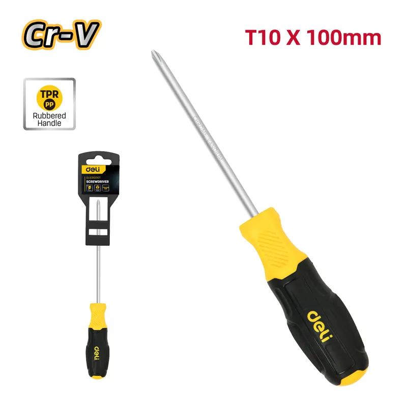 Deli EDL6310010T Отвертка Torx T10×100mm желтая