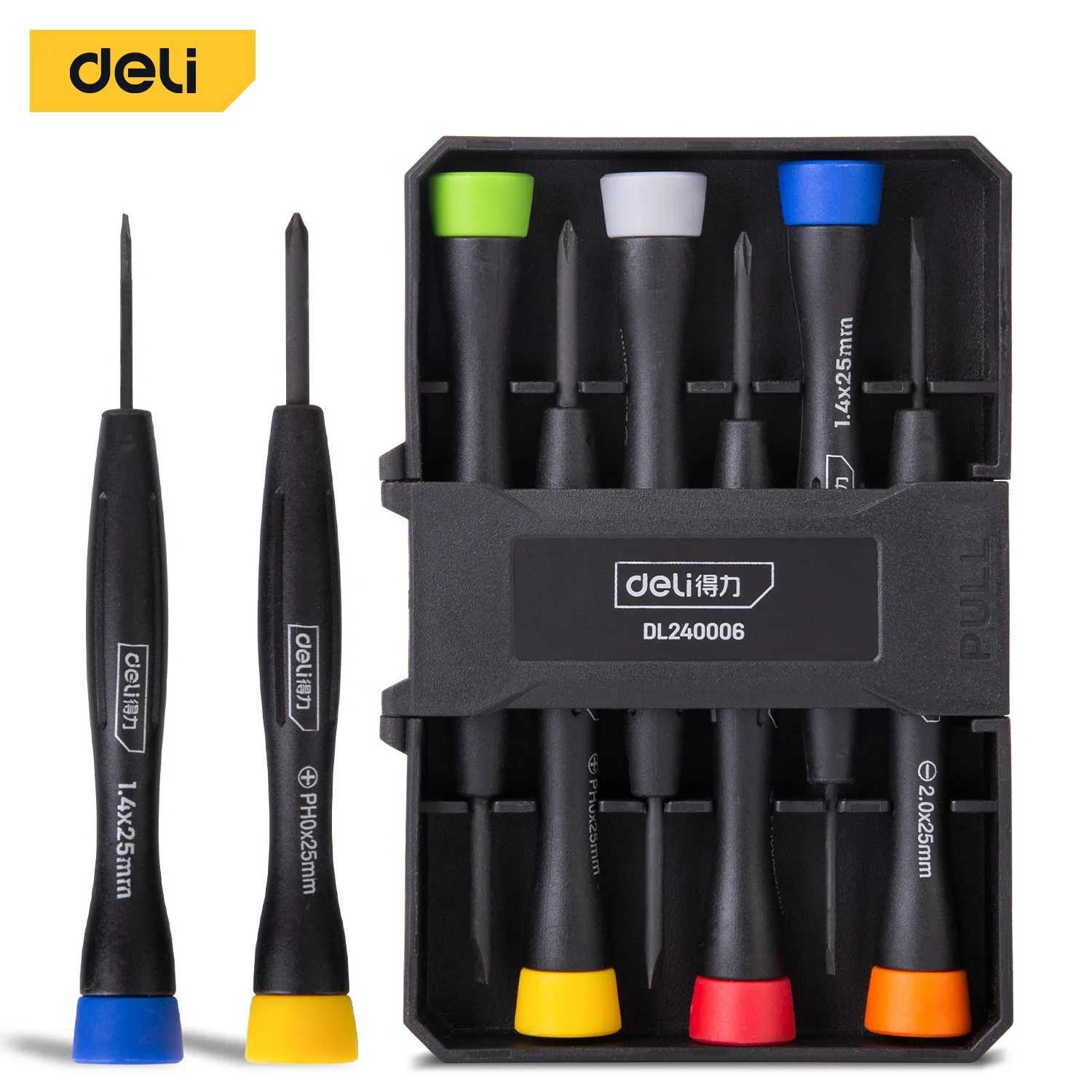 Deli DL240006 Набор прецизионных отверток 6Pcs/Set желтые