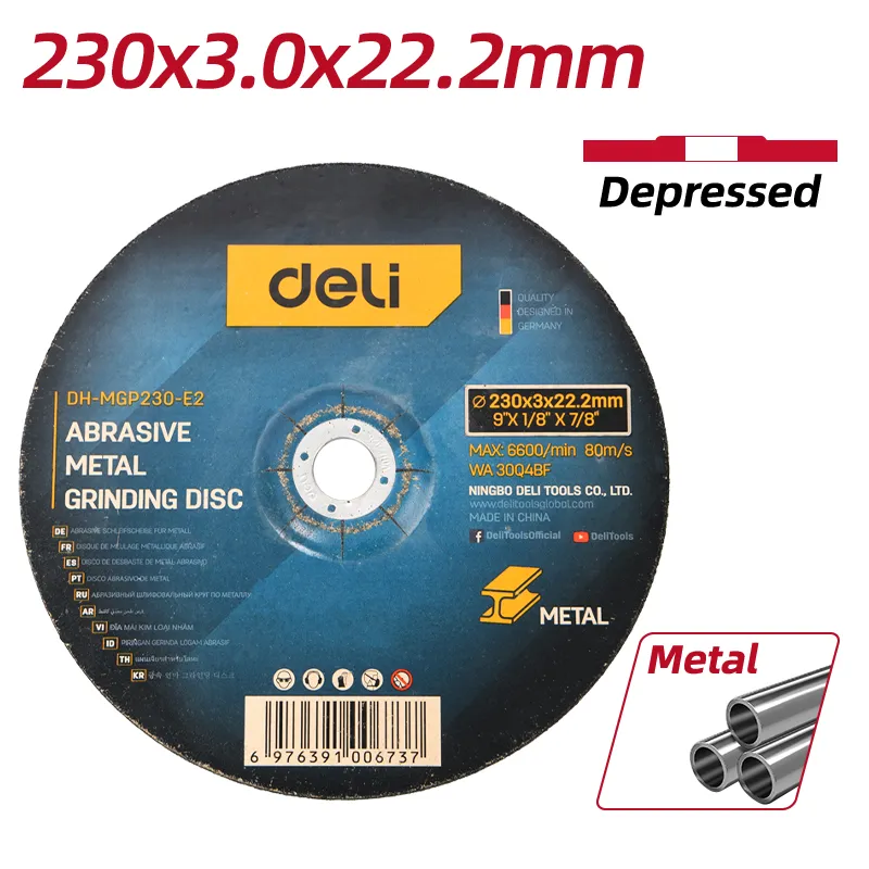 Deli EDH-MGP230-E2 Абразивный металлический шлифовальный диск 230x3.0x22.2mm Black