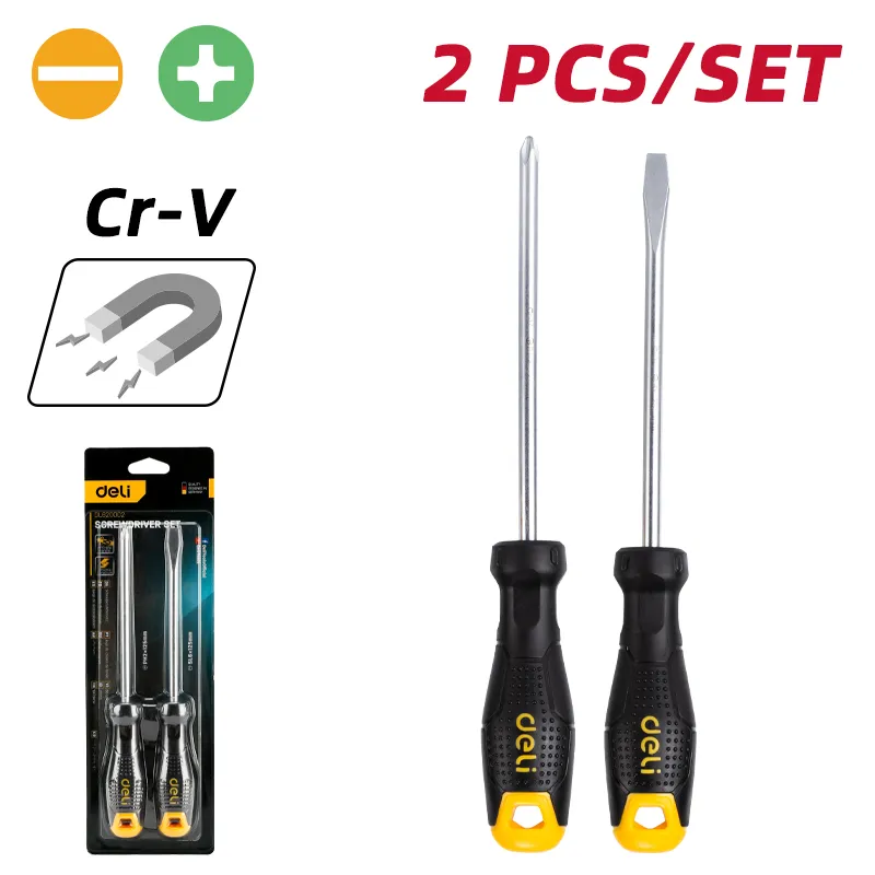 Deli EDL620002 Набор отверток 2Pcs SL6/PH2×125mm желтый