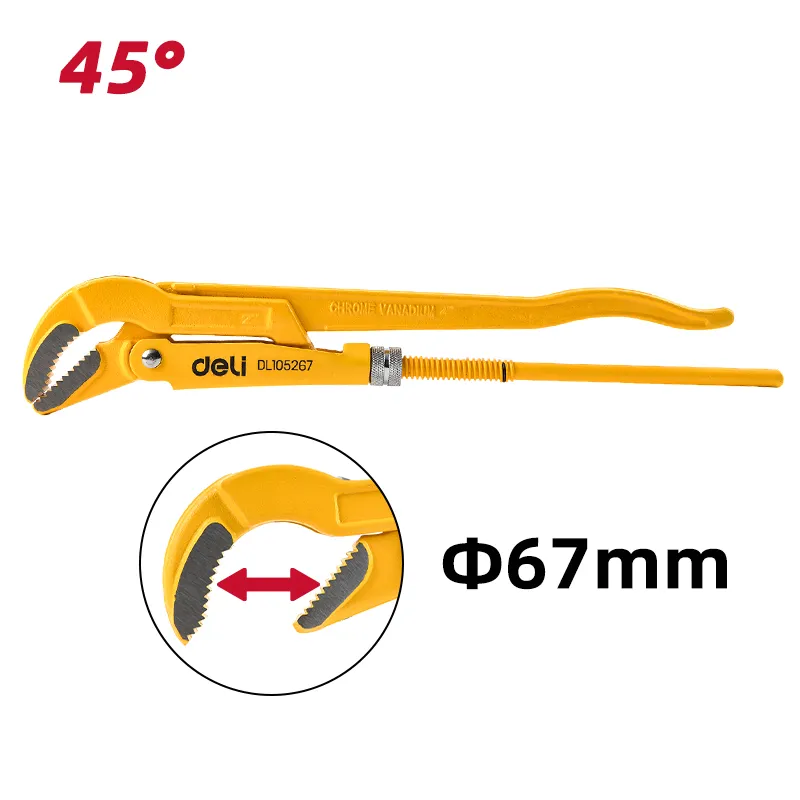 Deli EDL105267 Трубный ключ Swedish 45° Heavy Duty 2" Желтый