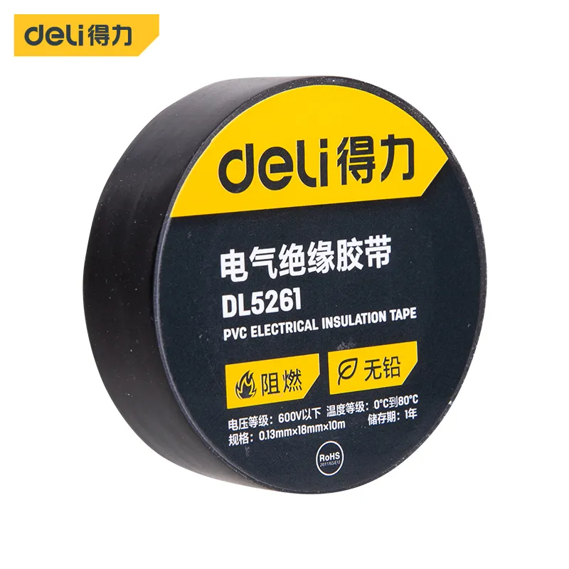Deli DL5261 Электроизоляционная лента 0.13mm*18mm*10m черная