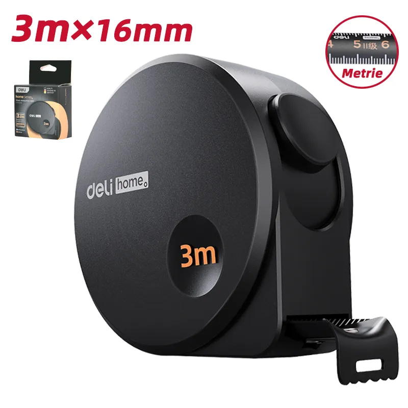 Deli EHT8316 Стальная рулетка 3м*16мм черная
