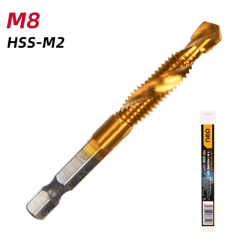 Deli DH-TAP008-E2 3 в 1 Машинная метчик M8 Желтый