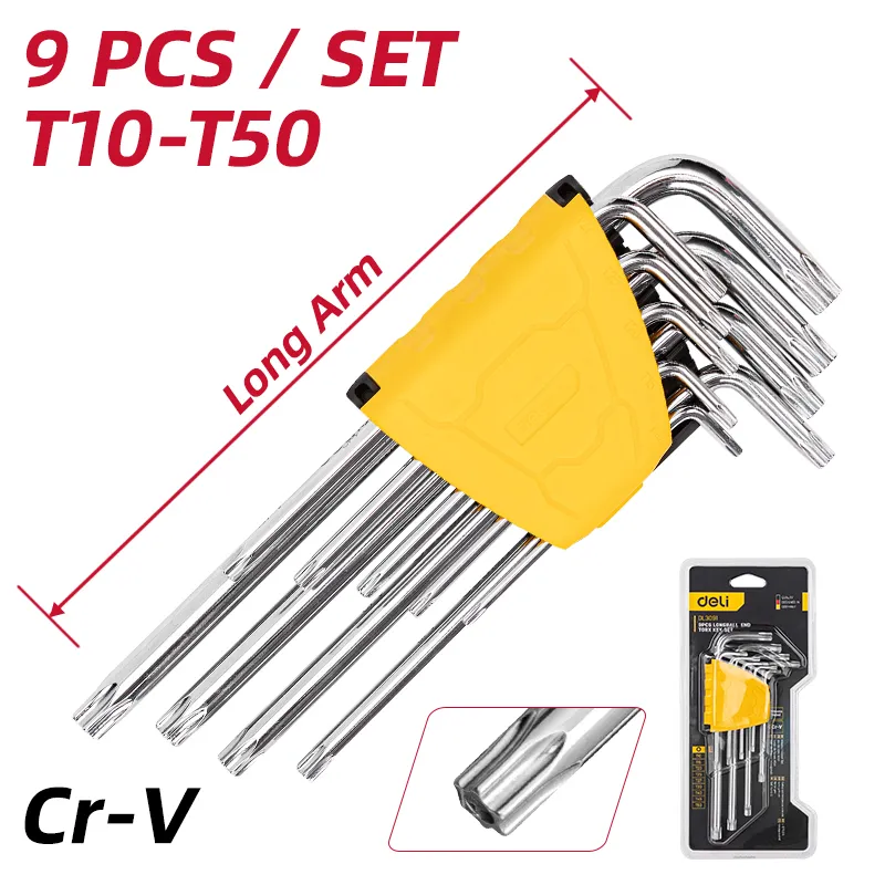 Deli EDL3091 Торцевой ключ Torx 1/16"-3/8" Желтый