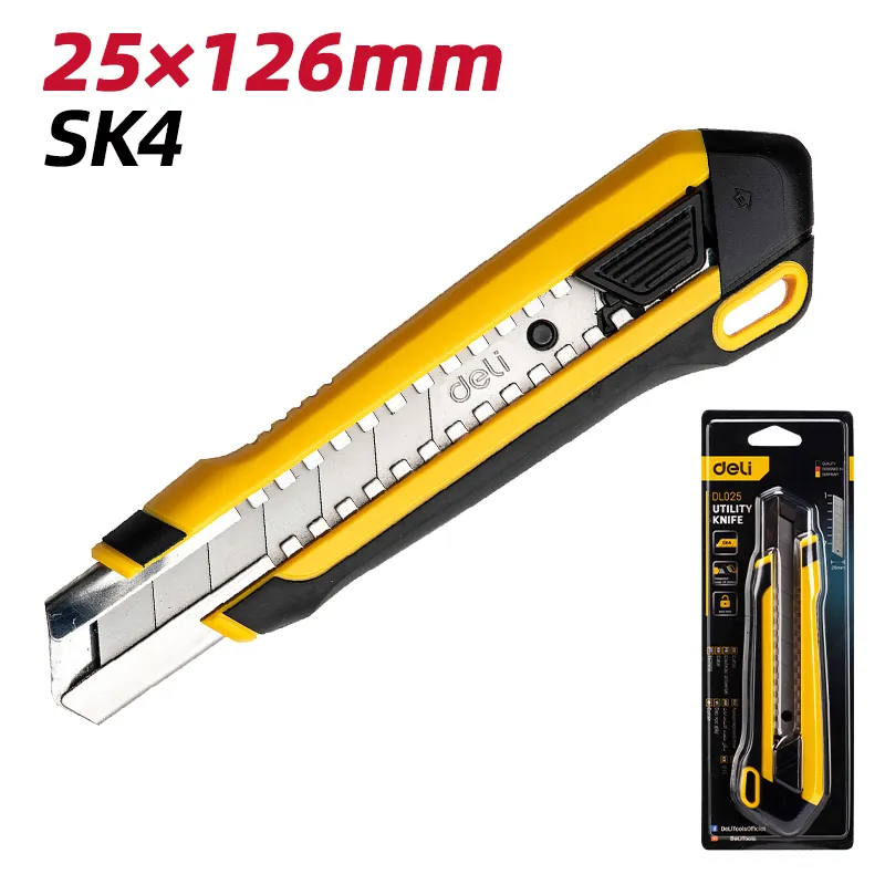 Deli EDL025 Нож со сменным лезвием 25mm/SK4 желтый