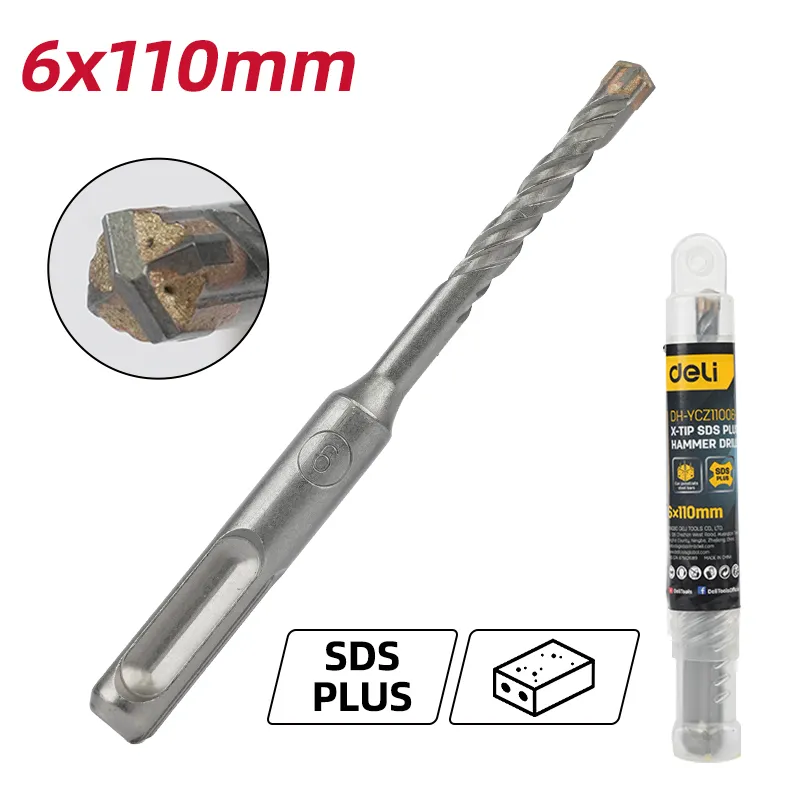 Deli EDH-YCZ11006-E1 Буровой молоток X-Tip SDS Plus 6x110mm Silver