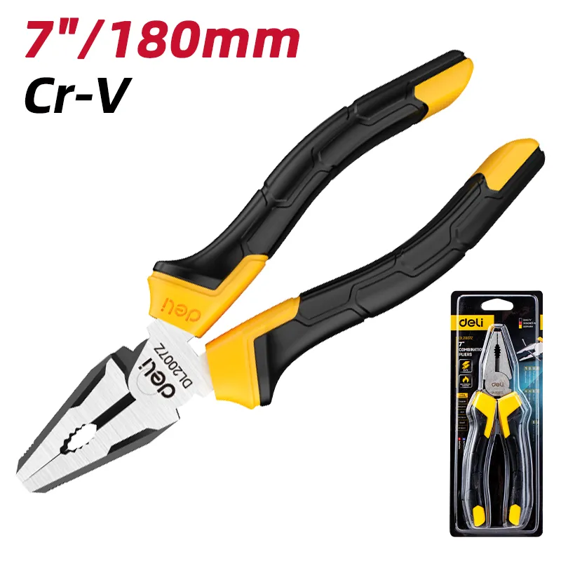 Deli EDL2007Z Комбинированные плоскогубцы 7" желтые