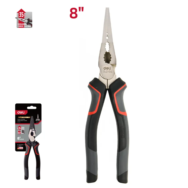 Deli EDL0104 Профессиональные длинногубцы 8" Red с экономией труда