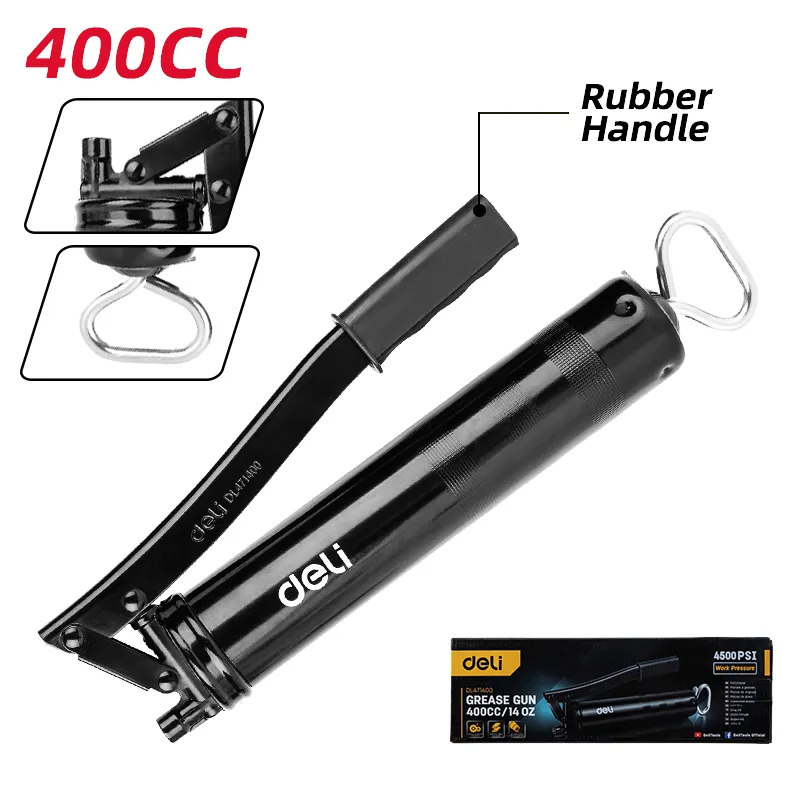 Deli EDL471400 Шприц для смазки 400cc 14oz 4500Psi Объем: 400cc, выход масла: 35г/40 раз Черный