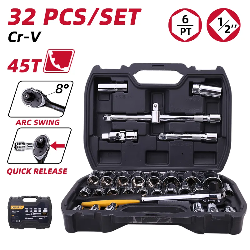 Deli EDL1032 Наборы головок 32Pcs/Set черные