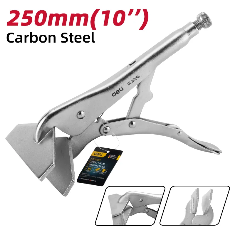Deli EDL20016 Плоскогубцы с фиксатором для листового металла 10" Silver