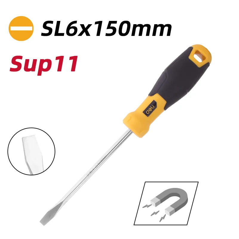 Deli EDL6361501 Отвёртка шлицевая SL6x150mm Yellow