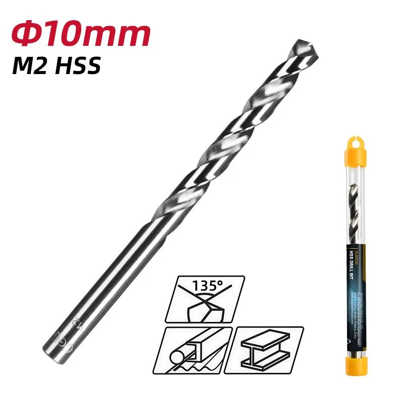 Deli EDL16100G Спиральное сверло M2 HSS 10mm серебристое