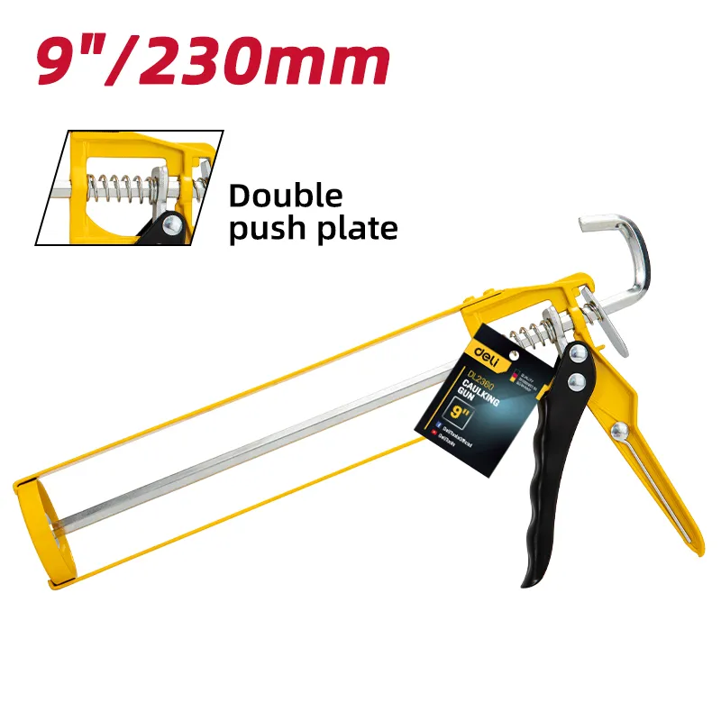 Deli EDL2360 Пистолет для герметика "9" 230mm A3 steel + aluminum" Желтый