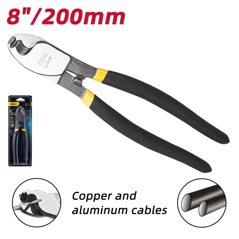 Deli EDL20038 Кусачки для кабеля 8" желтые