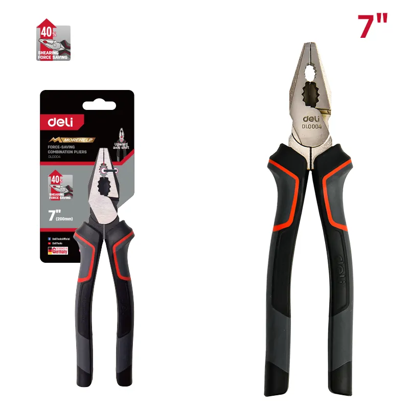 Deli EDL0004 Профессиональные комбинированные плоскогубцы 7'' красные, экономящие труд