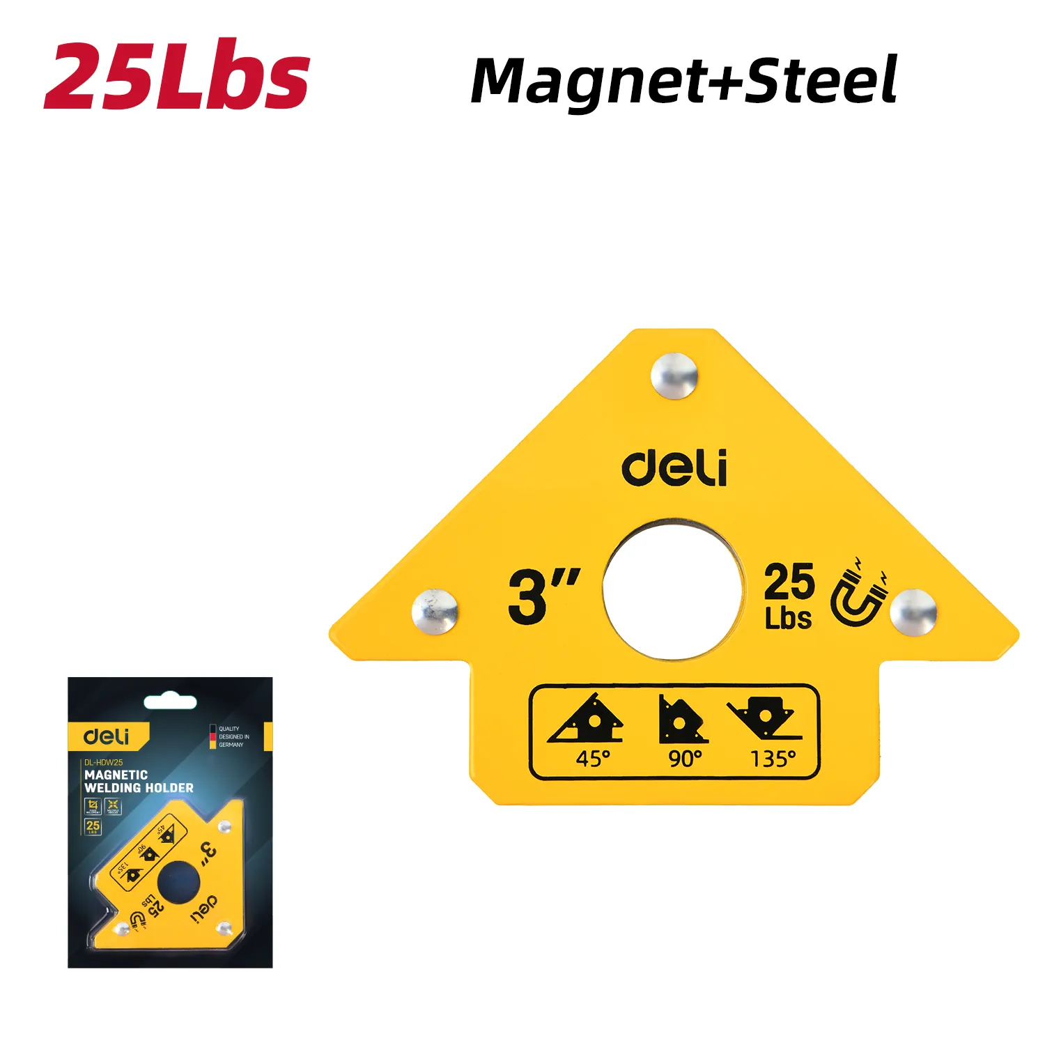 Deli EDL-HDW25 Магнитный сварочный держатель 25Lbs Yellow