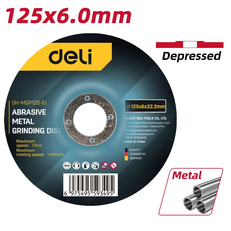 Deli DH-MGP125-E1 Абразивный металлический шлифовальный диск 125x6.0x22.2mm Black