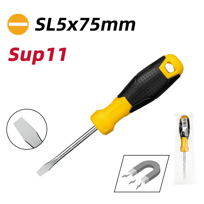 Deli EDL6350751 Отвертка плоская SL5x75mm желтая