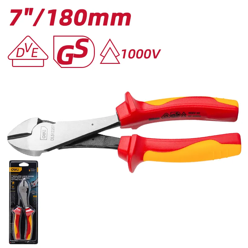 Deli EDL512207 Изолированные облегченные тяжелые диагональные кусачки Diagon 7" красные