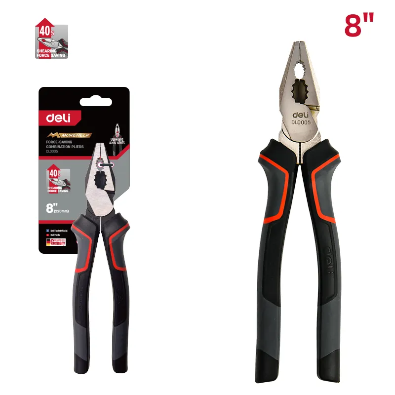 Deli EDL0005 Профессиональные комбинированные плоскогубцы 8'' красные Labor-Saving