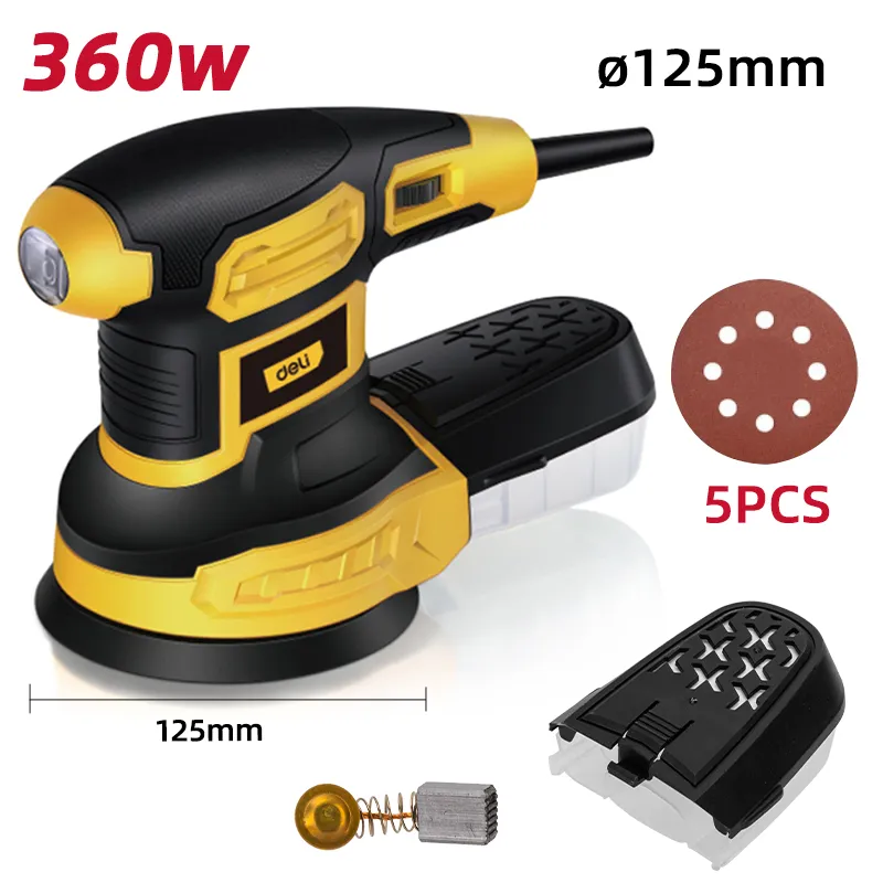 Deli EDL-SG125-E3 Ротационная шлифовальная машина 360WØ125mm Yellow