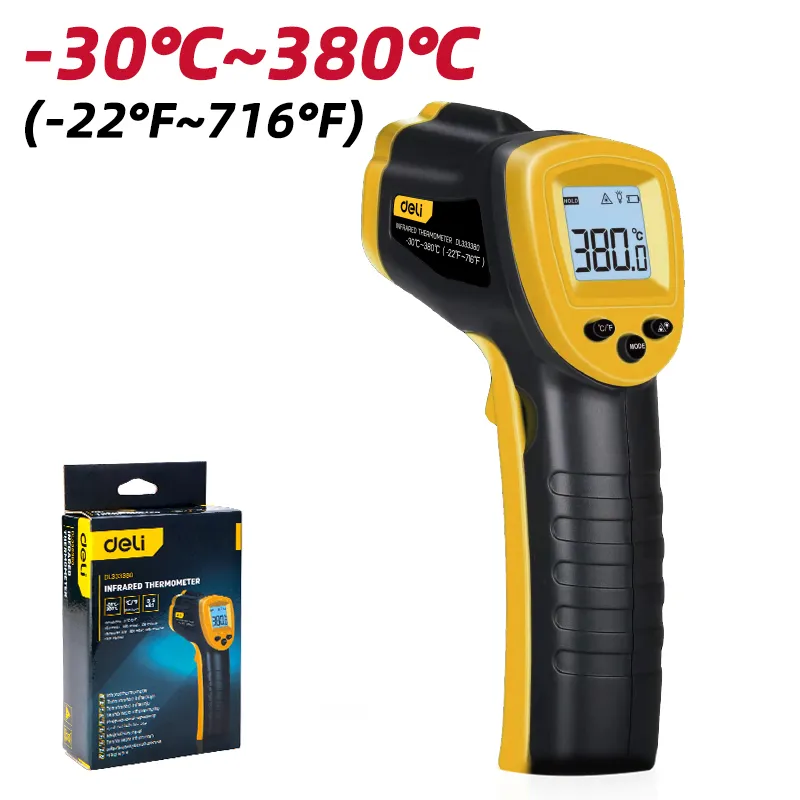 Deli EDL333380 Инфракрасный термометр Infrad -30~380℃ жёлтый