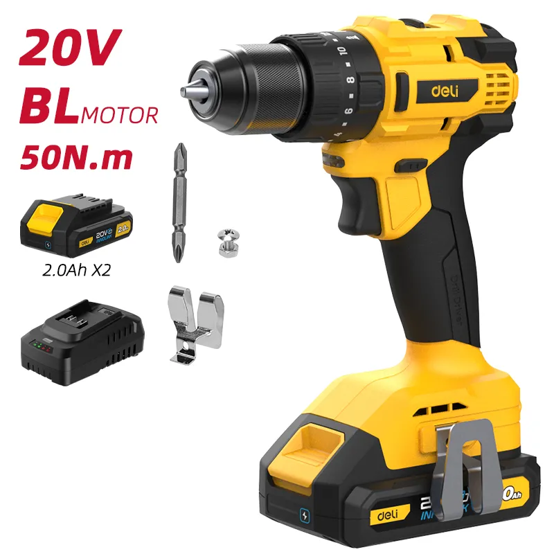 Deli EDC150-2 Ударная дрель 20V 50N.m Желтая