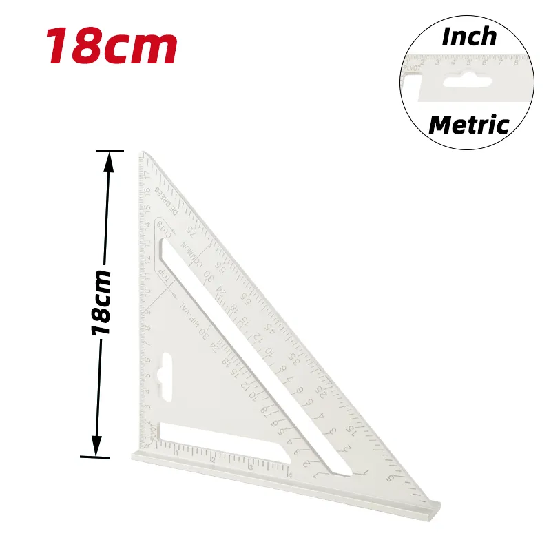 Deli EDL4041Y Треугольная столярная линейка 180mm/0.6ft Silver