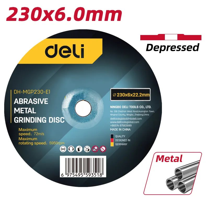 Deli DH-MGP230-E1 Абразивный шлифовальный диск по металлу 230x6.0x22.2mm черный