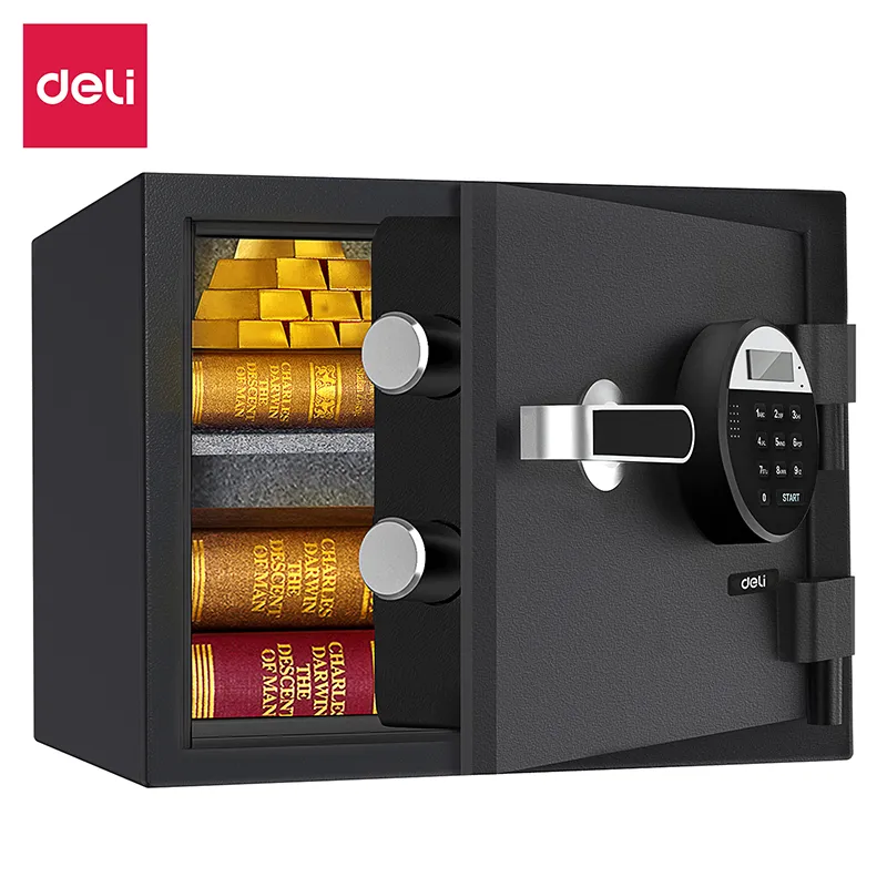 Deli T580 Огнестойкий сейф Размер(см):30*38*30;Толщина двери/корпуса:15/2мм; Черный