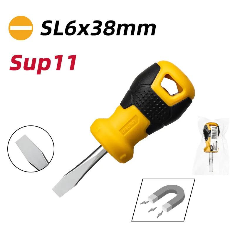 Deli EDL6360381 Отвертка шлицевая SL6x38mm желтая